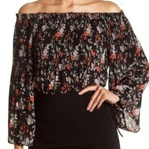 Max Studio Black Floral Off-Shoulder Blouse